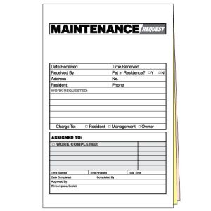 Maintenance Request Form 3-parts